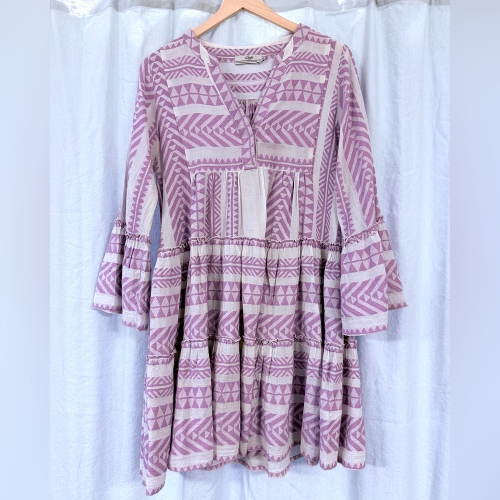 Anthropologie Devotion TWINS Lavender and White Mini Dress XS
